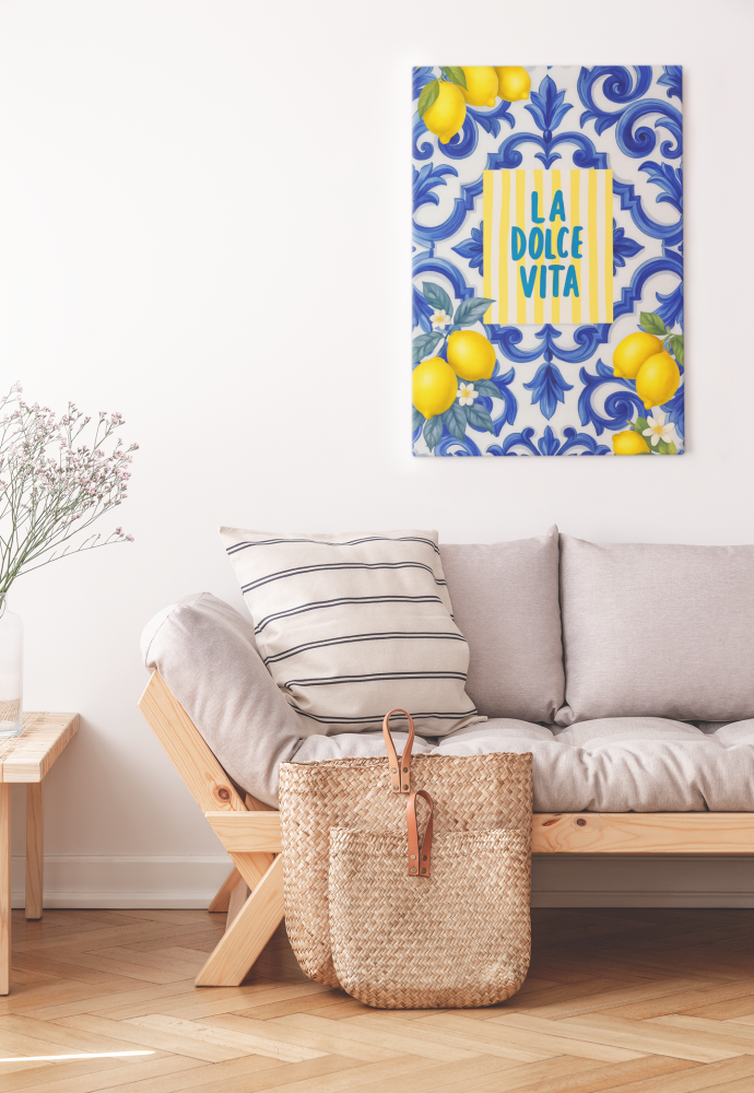 Plakat, Napis - La dolce Vita cytryny 4rooms