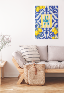Plakat, Napis - La dolce Vita cytryny 4rooms