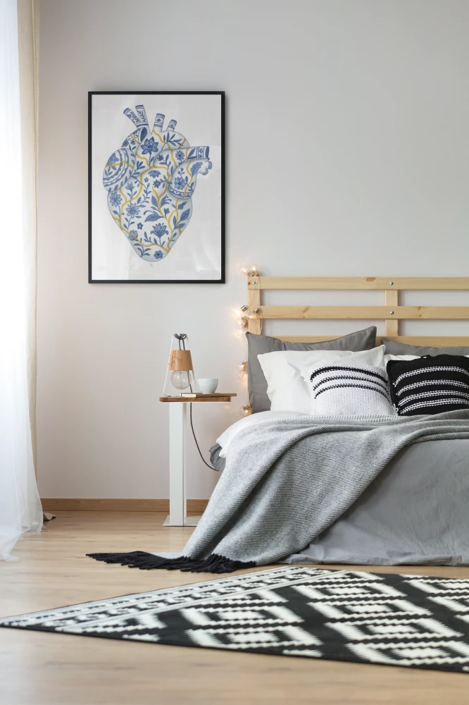 Plakat, Serce artystyczne - porcelanowe niebiesko białe 4rooms