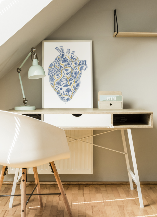 Plakat, Serce artystyczne - porcelanowe niebiesko białe 4rooms