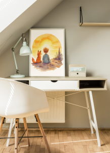 Plakat, Mały Książę i lis - akwarela 4ROOMS