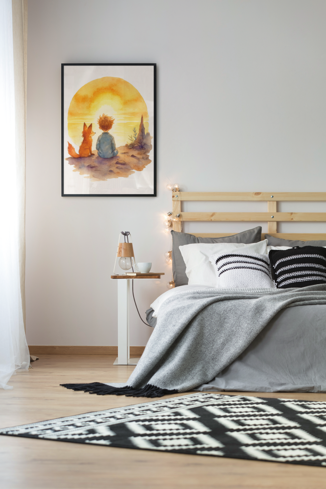 Plakat, Mały Książę i lis - akwarela 4ROOMS