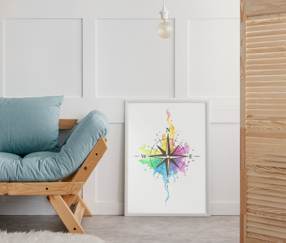 Plakat, Kierunki świata akwarela 4rooms