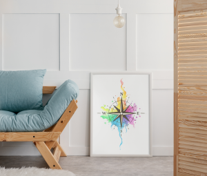 Plakat, Kierunki świata akwarela 4rooms