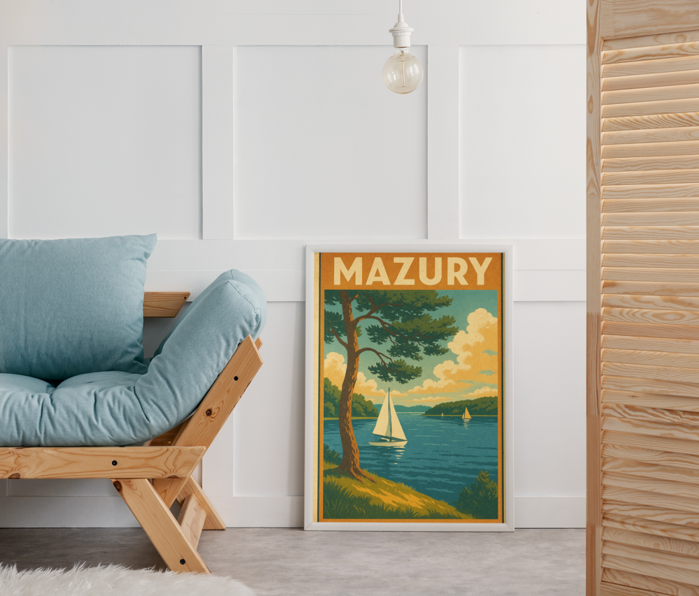Plakat, Regiony Polski - Mazury retro 4rooms