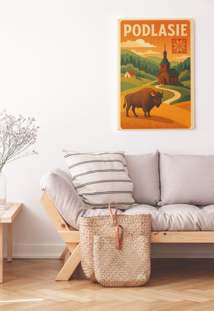 Plakat, Polskie Regiony - Podlasie retro 4rooms