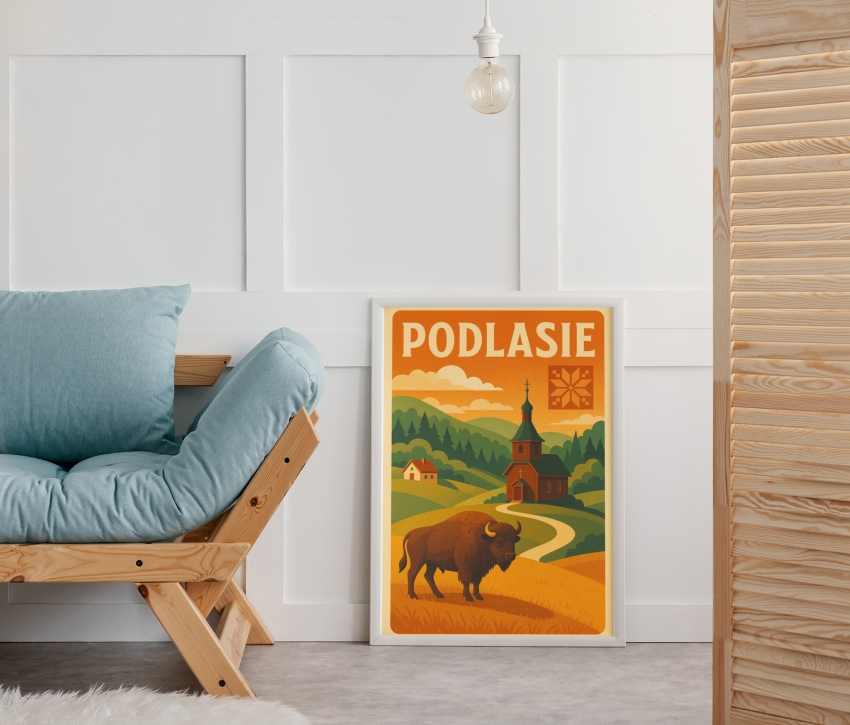 Plakat, Polskie Regiony - Podlasie retro 4rooms