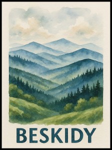 Beskidy akwarela w ramcee 1.jpg