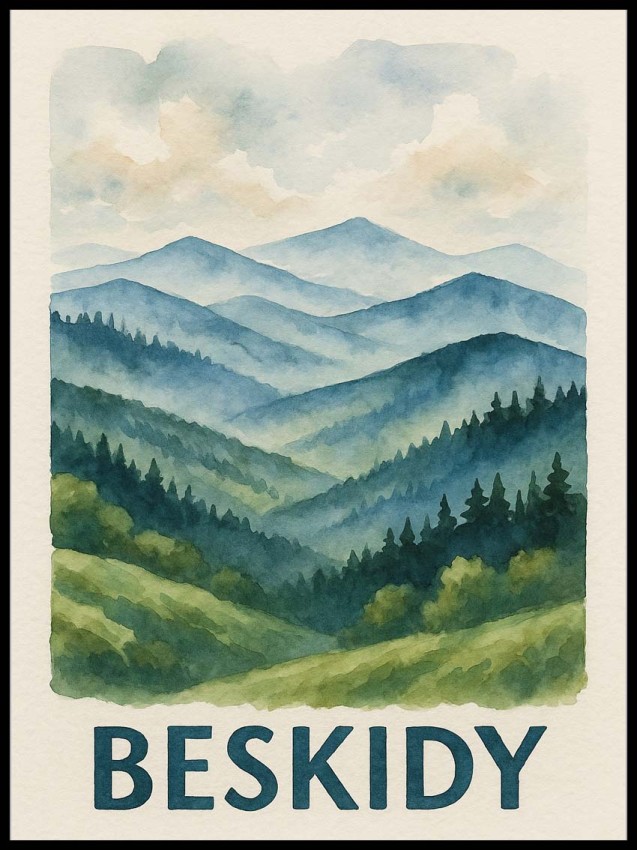 Beskidy akwarela w ramcee 1.jpg