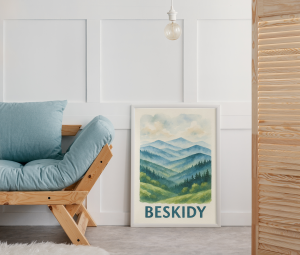 Plakat, Polskie Regiony - Beskidy akwarela 4rooms