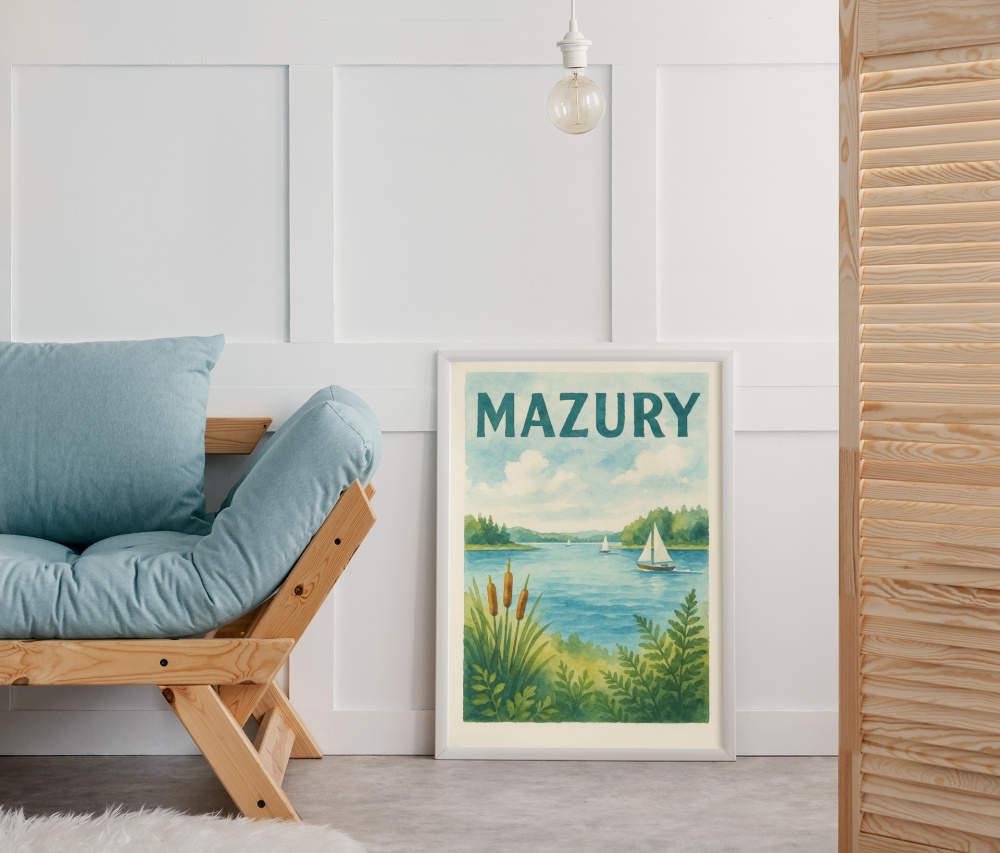 Plakat, Regiony Polski - Mazury akwarela