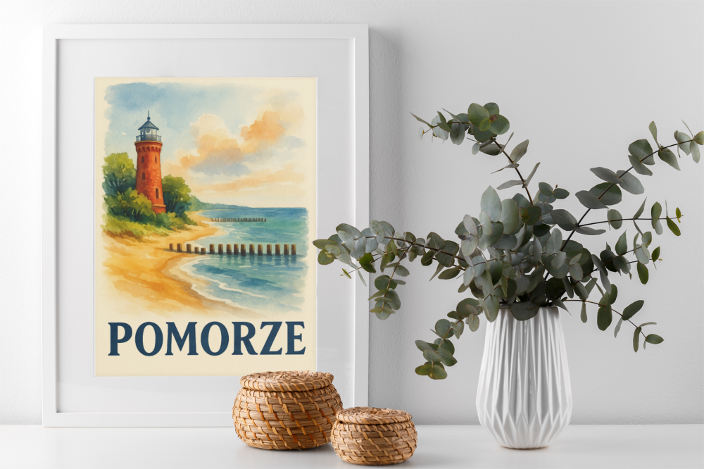 Plakat, Regiony Polski - Pomorze akwarela 4rooms