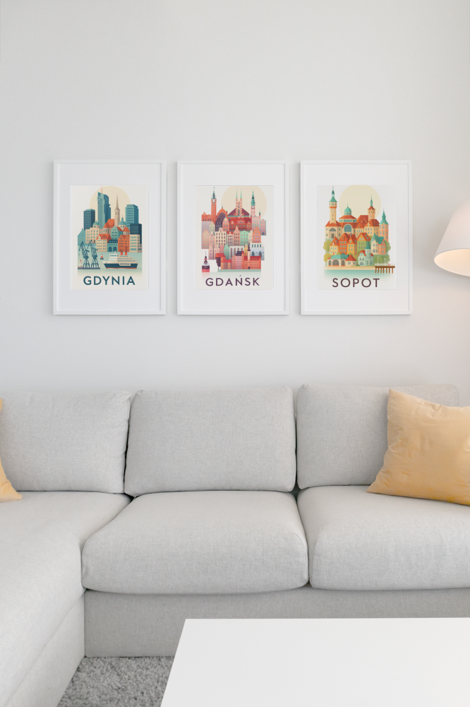 Zestaw 3 plakatów Gdańsk, Gdynia, Sopot - wymiar do wyboru 4rooms.com.pl