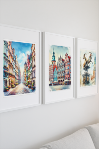 Zestaw 3 plakatów Poznań w kolorze - wymiar do wyboru