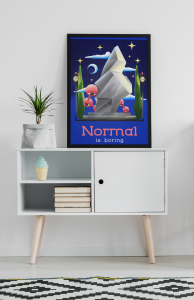 Plakat, Normal is boring - niebieska abstrakcja