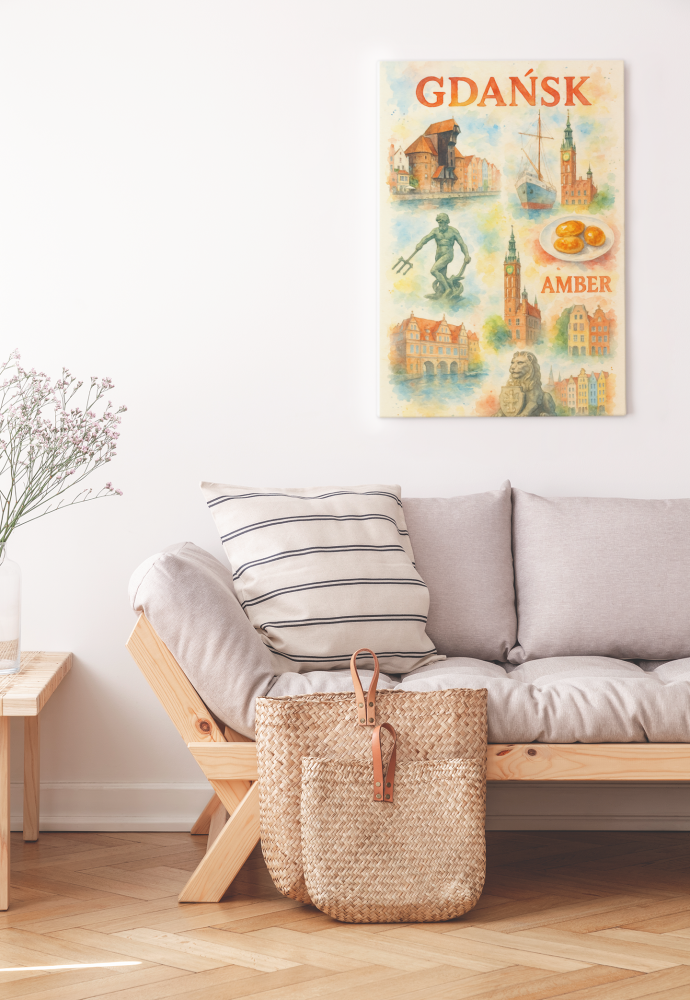 Plakat, Gdańsk kolaż akwarela wizualizacja
