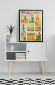 Plakat, Warszawa - kolaż akwarela