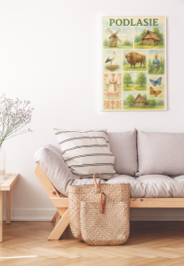 Plakat, Polskie Regiony - Podlasie kolaż akwarela