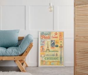 Plakat, Paryż kolaż - akwarela