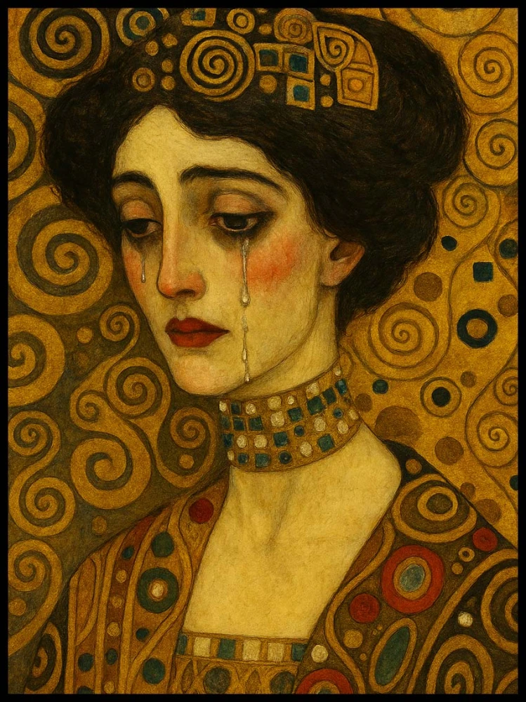 Płacząca kobieta w stylu klimta w ramcee 1.jpg