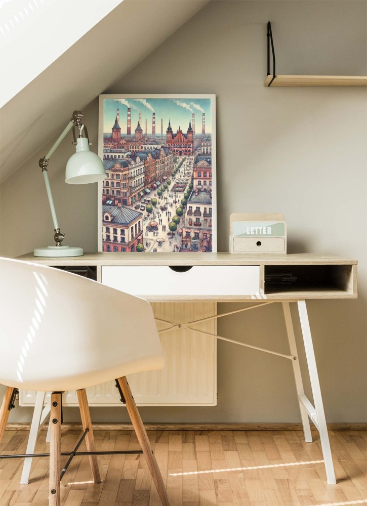 Plakat, Miasto Łódź- widok z góry