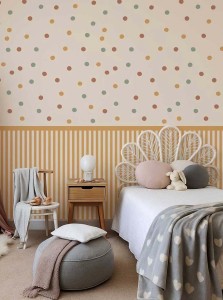 Tapeta w żółte paski i kropki – Bouncy Dots – mural.jpg