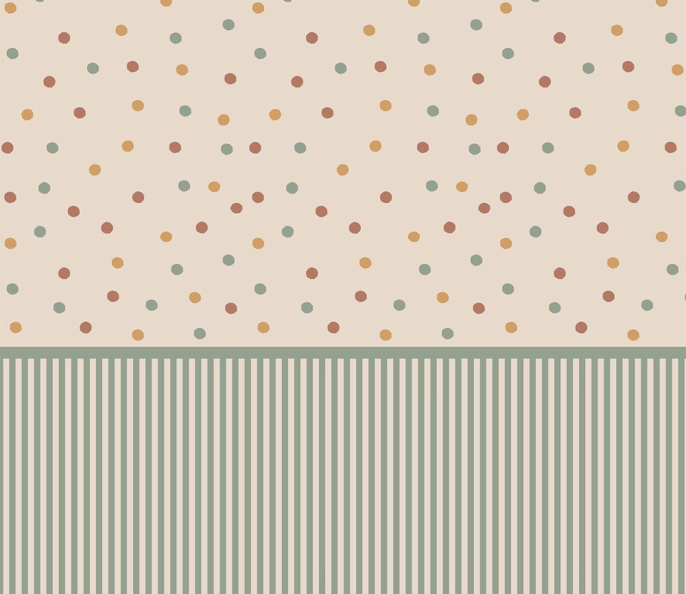 Tapeta w paski eukaliptus i kropki – Bouncy Dots – mural 2.jpg