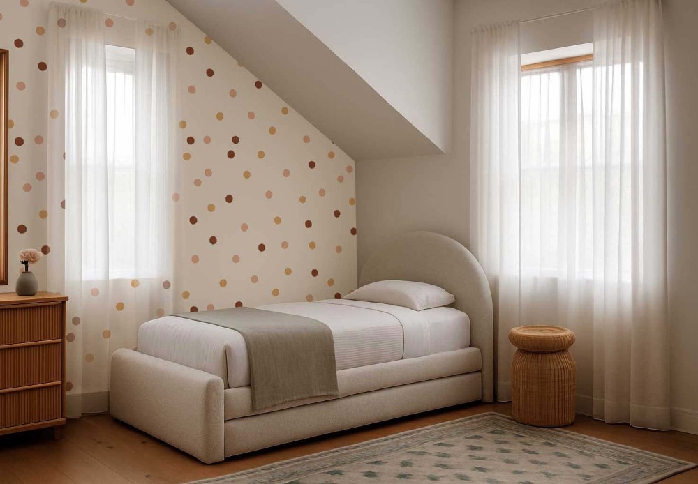 Tapeta w brązowe kropki – Bouncy Dots 2.jpg