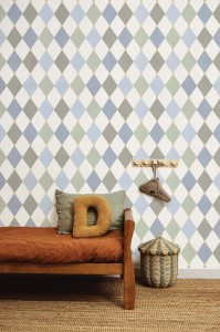 Tapeta w niebieskie romby do pokoju dziecka.jpg