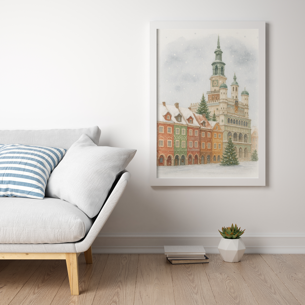Plakat, Miasto Poznań zimą - akwarela 4rooms.com.pl