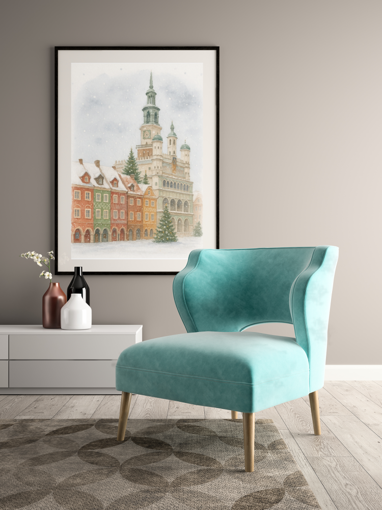 Plakat, Miasto Poznań zimą - akwarela 4rooms.com.pl