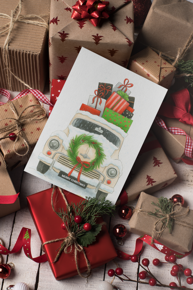 Plakat, Samochód Świąteczny - Merry Christmas 4rooms.com.pl