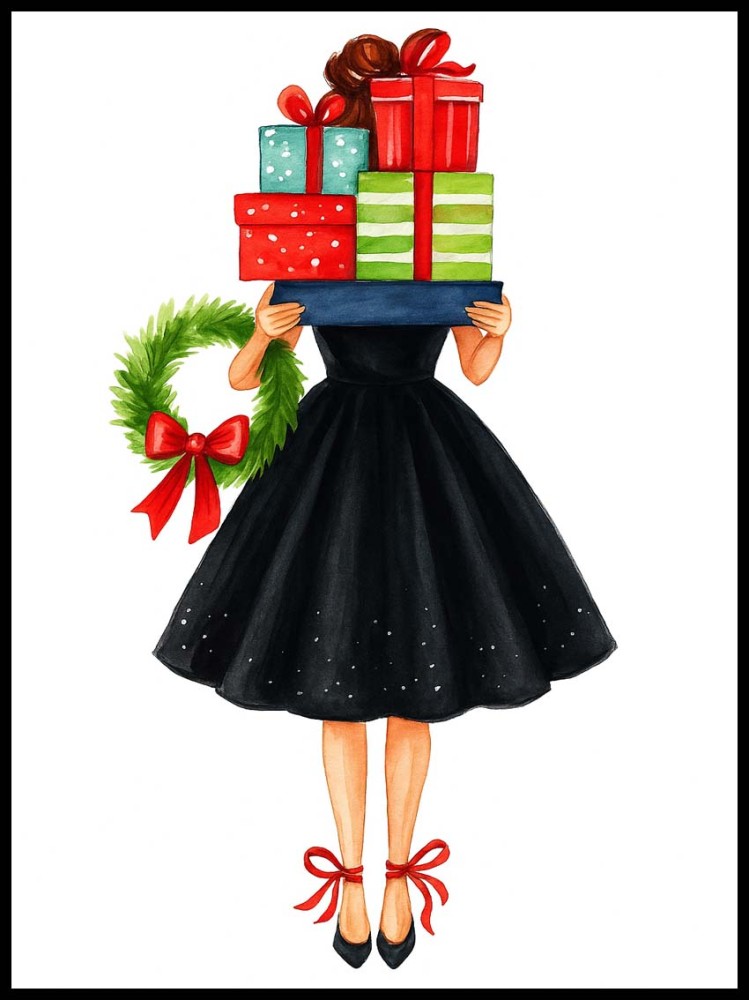 Plakat, Dziewczyna z prezentami - Merry Christmas 4rooms.com.pl