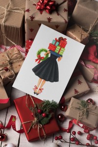 Plakat, Dziewczyna z prezentami - Merry Christmas 4rooms.com.pl