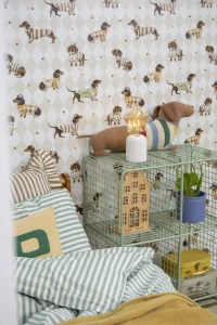 Tapeta w pieski jamniczki – beżowe romby