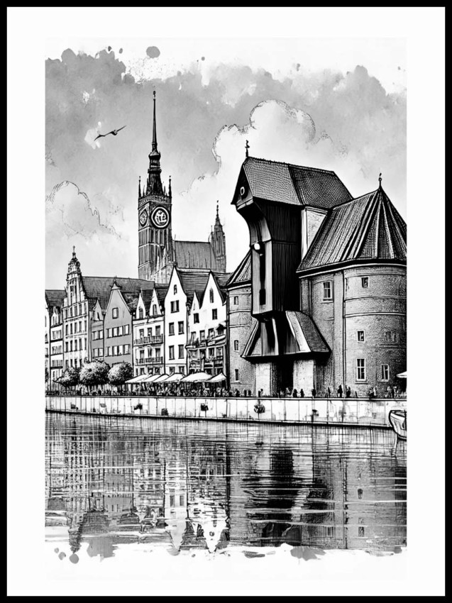 Żuraw czarno biały w ramcee 1.jpg