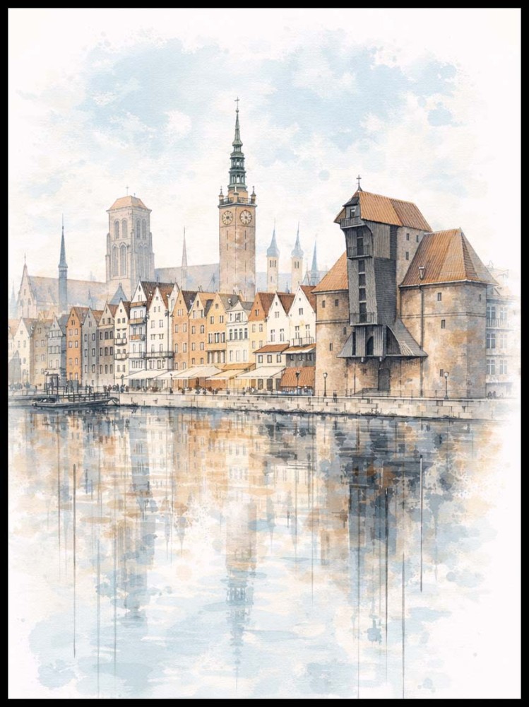 Gdańsk Żuraw akwarelowy w ramcee 1.jpg