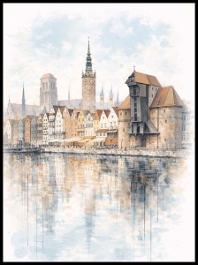 Gdańsk Żuraw akwarelowy w ramcee 1.jpg