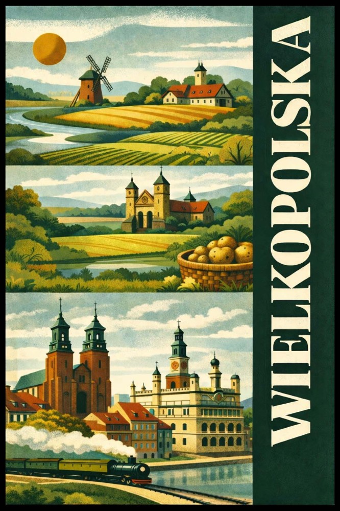 Plakat, Polskie Regiony retro - Wielkopolska 4rooms