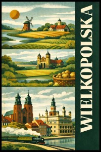 Plakat, Polskie Regiony retro - Wielkopolska 4rooms