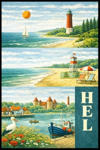 Plakat, Polskie Regiony retro - Hel 4rooms