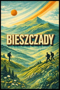 Plakat, Polskie góry - Bieszczady retro