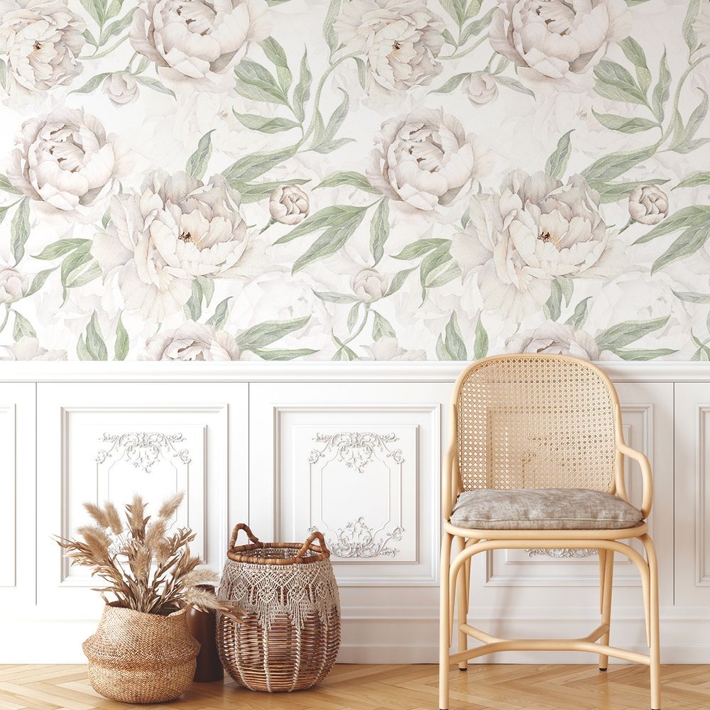 Tapeta, Kwiaty piwonie jasne 4rooms