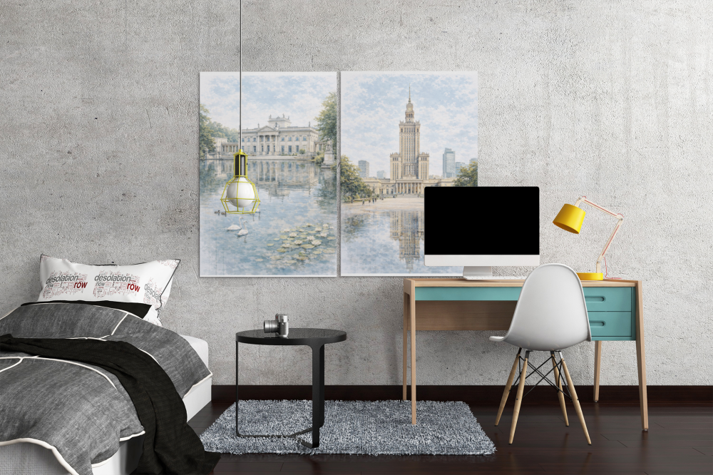 Plakat, Warszawa - Łazienki królewskie - akwarela