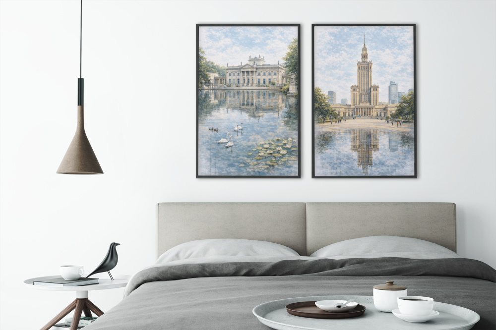 Plakat, Warszawa - Łazienki królewskie - akwarela