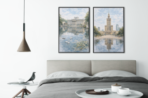 Plakat, Warszawa - Łazienki królewskie - akwarela