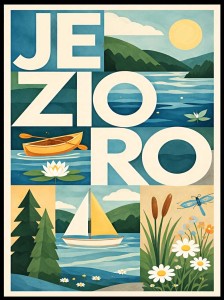 Plakat, Polskie Regiony retro - Jezioro pastelowe