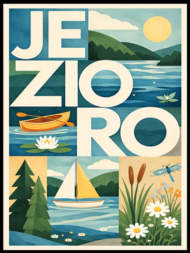 Plakat, Polskie Regiony retro - Jezioro pastelowe