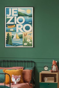 Plakat, Polskie Regiony retro - Jezioro pastelowe wizualizacja 4rooms