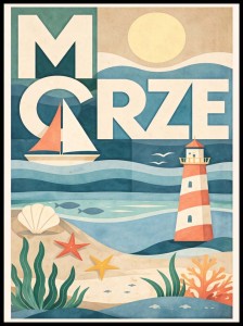 Plakat, Polskie Regiony retro - Morze pastelowe 4rooms